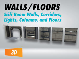 Sci-fi Wall, Ceiling, Floor, Column, Gate, Light